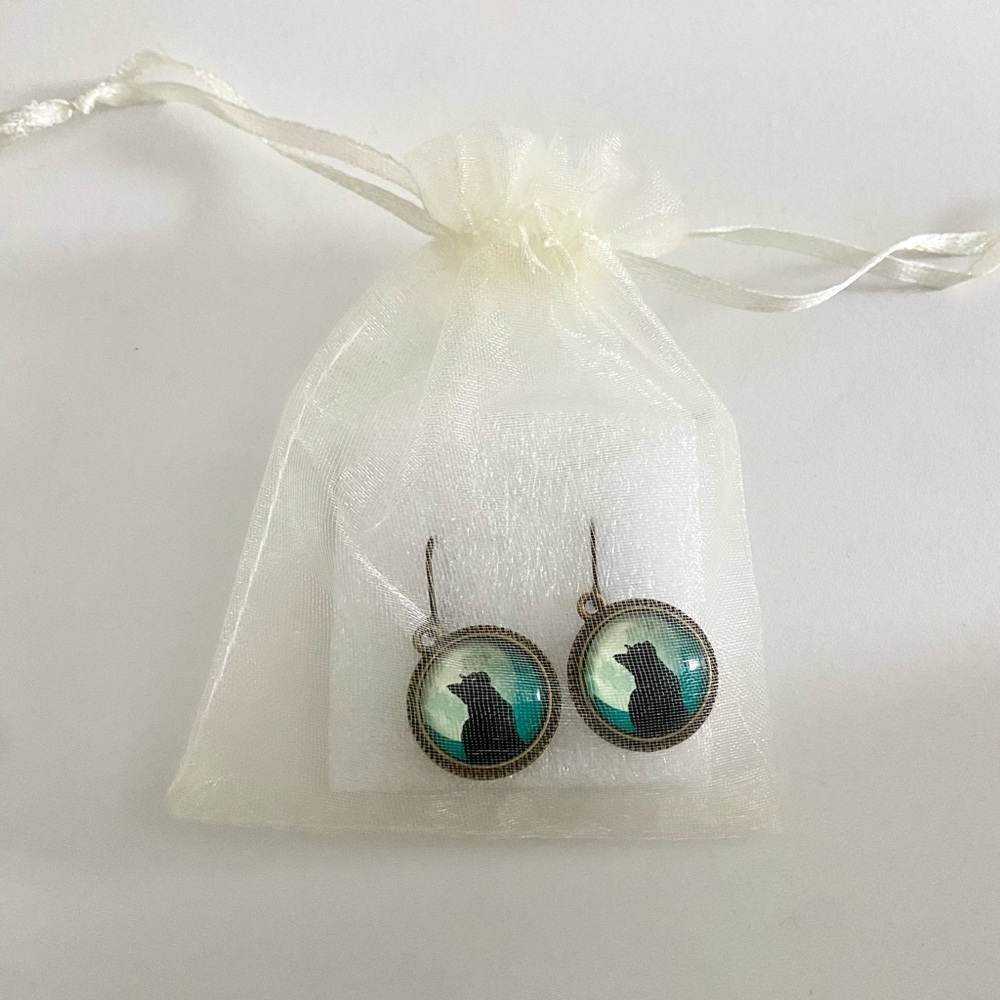 Black cat earrings